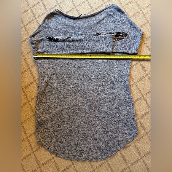 Yetts Los Angeles gray tunic with sequin elbow patches S - Picture 12 of 15